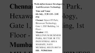 Walk-in|Servicenow Developer/ lead-Hexaware Technology-Walk-in-Drive