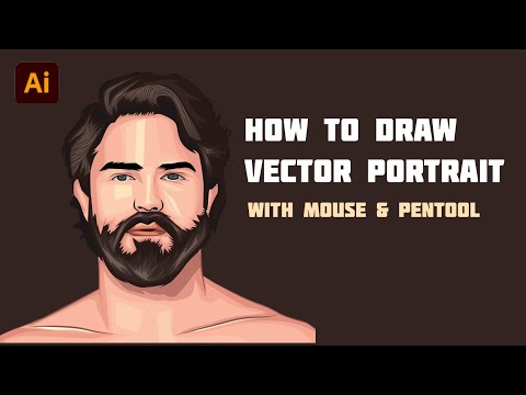 HOW TO DRAW DIGITAL VECTOR PORTRAIT WITH MOUSE & PEN TOOL || Adobe illustrator