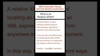SELENIUM : Relative XPath - SDET Automation Testing Interview Questions & Answers