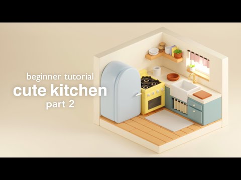 Cute isometric kitchen - Blender 3D beginner tutorial - Part 2