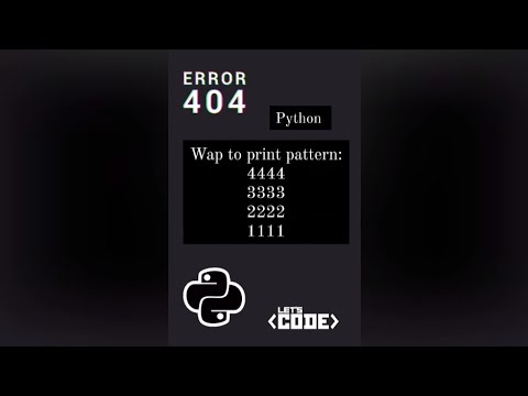 wap to print number pattern|| 4444 3333 2222 1111|| python program #coding #python #pattern #opcoder