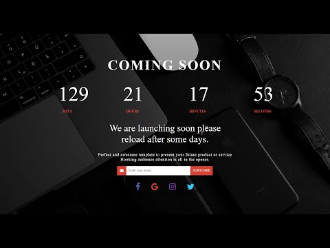 Coming soon page html css and javascript .Source code link below.
