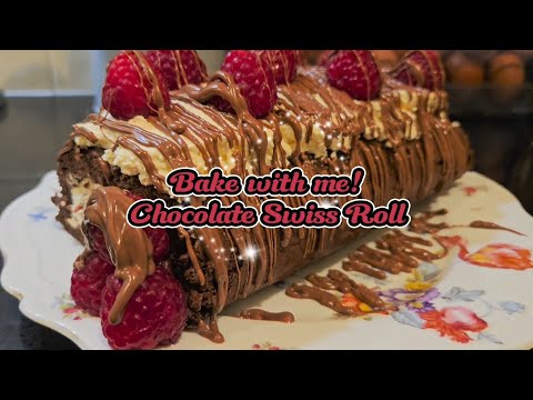 Bake a Chocolate swiss roll with me ❤️✨
