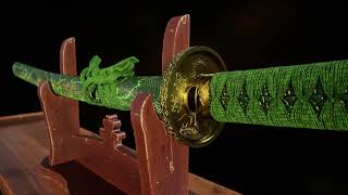 photorealistic viper damascus katana #3danimation #3dmodeling #blender3d #cgi #animationart