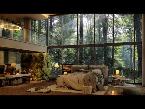 🌤️Wake Up in Forest Luxury Bedroom with Piano Jazz Music - Relaxing Jazz for Work , Study