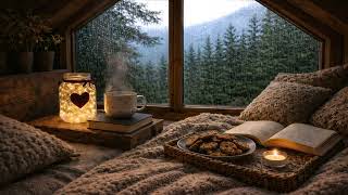Relaxing Rain on Window 🌧️ | Cozy Forest Cabin Retreat for Sleep & Study (1 Hour)