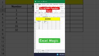 03 Excel function 💥 ACOSH Magic  #excel #excelfunction #exceltips