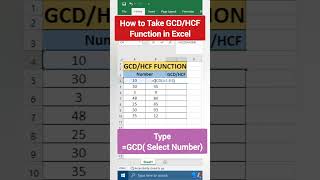 How to Take GCD HCF Function in Excel