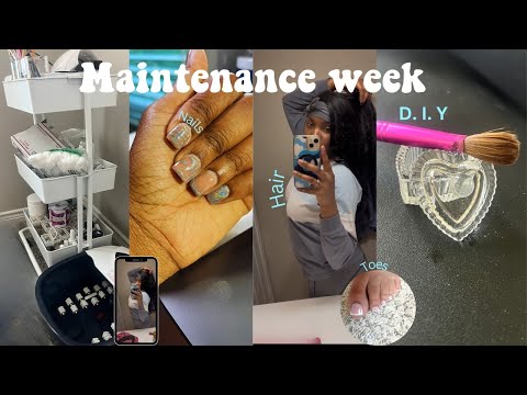 Maintenance Week Vlog | Nails  + Hair  ( Wig install )+ Toes