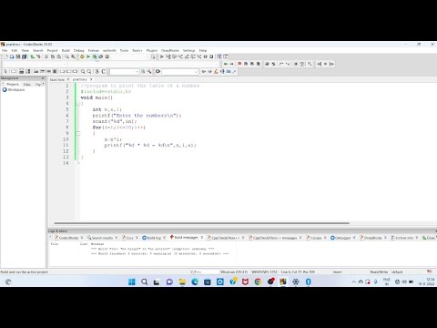 C program to print the table of number