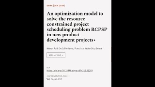 An optimization model to solve the resource constrained project scheduling problem RC... | RTCL.TV