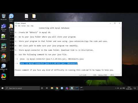 MySql Database with java using notepad and cmd.
