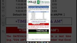 Excel - TIMEVALUE Formula - Excel Date and Time functions #excelformula #excel #exceltips&tricks