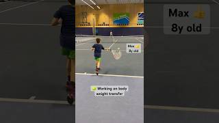🎾🔥 Max #8yearsold #tennis #boy working on #body #weight #transfer #forehand #practice #getbetter
