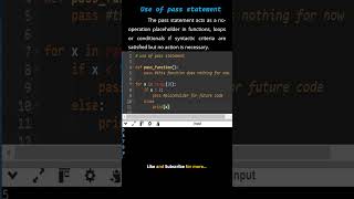 What is the pass Statement in Python? | Python Basics Explained #Shorts