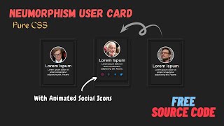 Neumorphism User Card with Animated Hover Effect Social Icons || Coding Wala