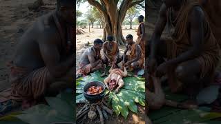 Tribal Cooking Tradition: From Hunt to Fire 🔥🍖 #TribalLife #TraditionalCooking #Bushcraft