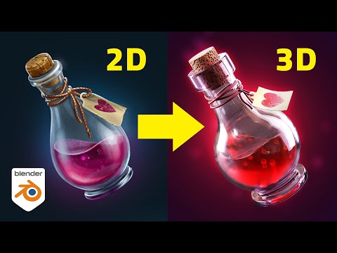 Love Potion: 3D Icon Modeling from 2D Design - Blender Tutorial