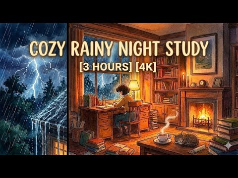 You found the perfect rainy night to study ⛈️ [3 Hours] [4K]