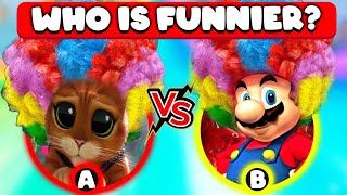 Who Is Funnier | Super mario Bros x Puss in Boots l Guess The Character by their Voices l Easy Quiz