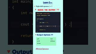 C++ Coding Quiz ❓ 🔷 Bitwise Right shift #cpp#programminglanguage #codequiz#codingquestions #trending