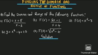 Finding the Domain and Range of Functions.