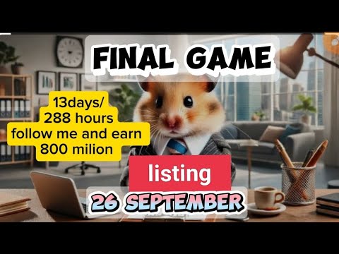 Hamstar coin earn tricks 12 days/ 288 hours earn 800 milion only new comer ..✔✔