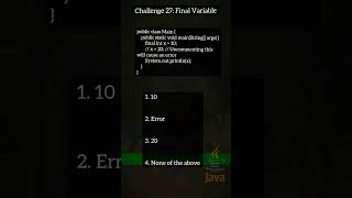Java challenge 27 final variable #shorts #shortvideo
