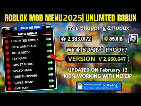 Roblox mod menu 2.660.647 Free robux and shopping | Fly, Speed & Unlimited Robux (2025)