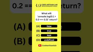 Code Artisan Lab JavaScript Quiz: What will `console.log(0.1 + 0.2 === 0.3)` return? 🤔 #Shorts