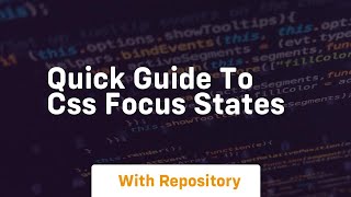 quick guide to css focus states