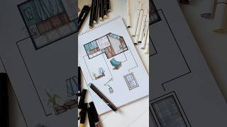Rendering of the architectural plan with some of its furniture #art #architecture #design #render