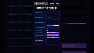 🚀HTML Form Input Types #html #htmlcss #coding #supportme #webdevelopment #education #shorts #tips