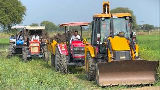 JCB 3dx Eco Xpert Loading Mud in Trolly | Swaraj 855 Fe Stuck | Mahindra NOVO 605 | New Holland 3630