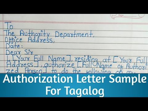 Authorization Letter Sample Tagalog | Authorization Letter