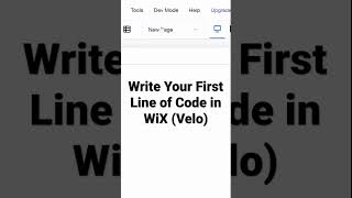 DEV MODE ON! Write Your First Line of Code in WiX (Velo)