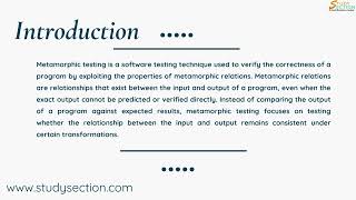 Learn Metamorphic Testing with StudySection #PPT