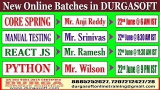 New Batches in Online Training @ DURGASOFT