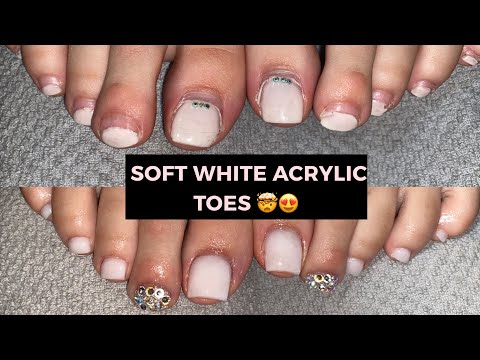 SOFT WHITE ACRYLIC TOES W/ BLING (NO TIPS USED) | Chellaveli
