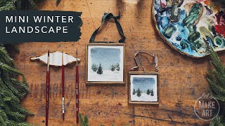 Paint a Mini Winter Landscape | Ornament Frame Watercolor Painting