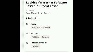 Software Test Engineer#fresher #experienced #getemployed #youtubeshorts #softwaretestingjobs #qajobs