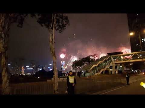 New Year's Countdown Fireworks in Hong Kong