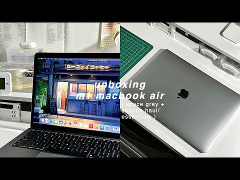  m1 macbook air space gray | unboxing essentials + live wallpaper