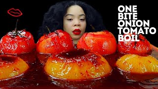 Spicy Buttery Onion Boil, Tomato One Bite Challenge |TikTok Viral | Mukbang ASMR | Mmm ASMR