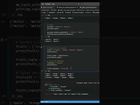#Tuples are #immutable in #python #pythonprogramming #pythonforbeginners #pythontutorial