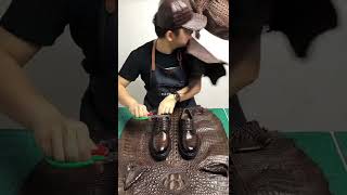 Men’s Shoes Genuine Crocodile Alligator Skin Leather Handmade Brown #Shorts