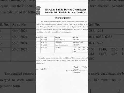 HPSC ASSISTANT PROFESSOR REJECTION LIST