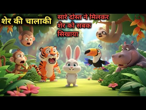 “शेर और चालाक खरगोश 🦁🐇 | मजेदार 3D Cartoon Story | Kids Animated Short”