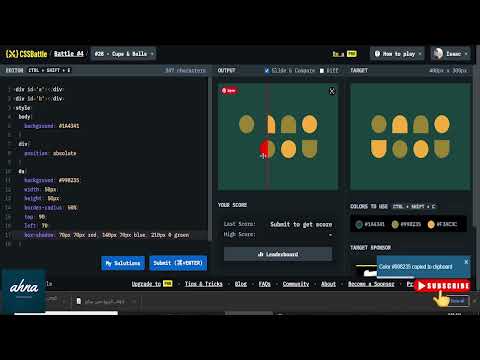 Learn css by practicing | css battle challenge #28 cups and balls