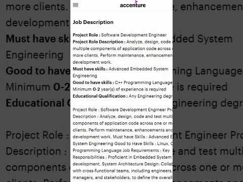 Accenture || software Development Engineer || software jobs